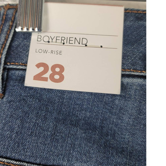 Lane Bryant Low Rise Boyfriend Distressed Plaid Inlay Jeans 28 NWT - Picture 4 of 6